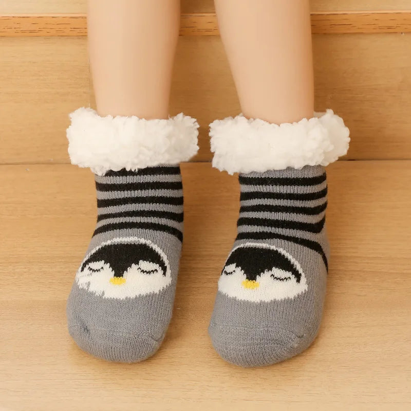 Children'S Socks for Newborns Girls Boys Baby Anti-Slip Child plus Thick Terry Warm Winter Cute Christmas Socks for Kids 0-6Y