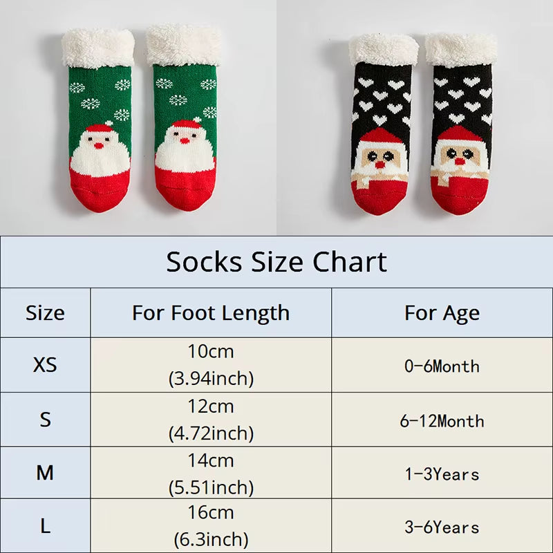 Children'S Socks for Newborns Girls Boys Baby Anti-Slip Child plus Thick Terry Warm Winter Cute Christmas Socks for Kids 0-6Y