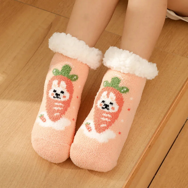 Children'S Socks for Newborns Girls Boys Baby Anti-Slip Child plus Thick Terry Warm Winter Cute Christmas Socks for Kids 0-6Y