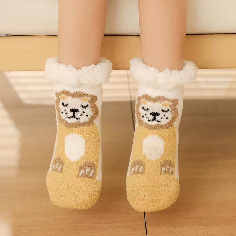 Children'S Socks for Newborns Girls Boys Baby Anti-Slip Child plus Thick Terry Warm Winter Cute Christmas Socks for Kids 0-6Y