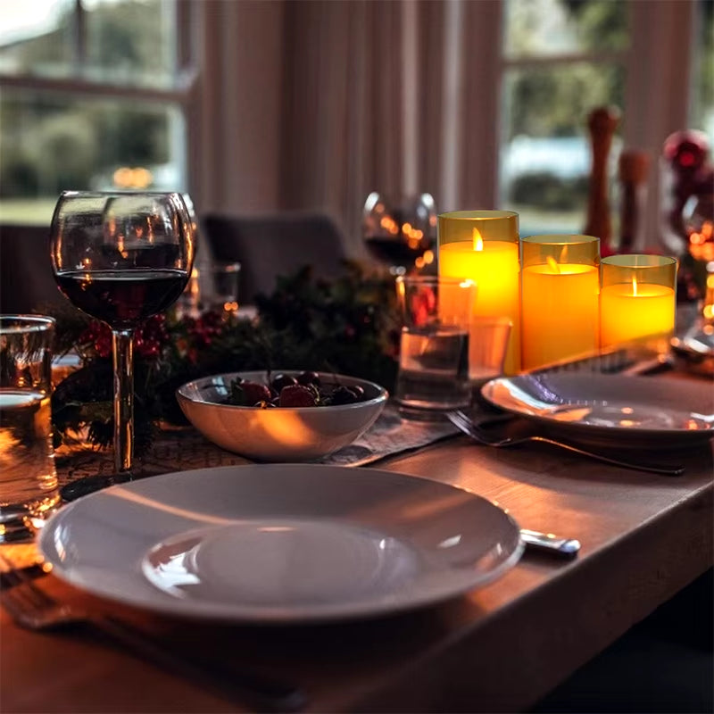 LED Lights for Home Electronic Candle LED Candle Decoration LED Glass Candle Full Set Remote Control Timer for Christmas Wedding