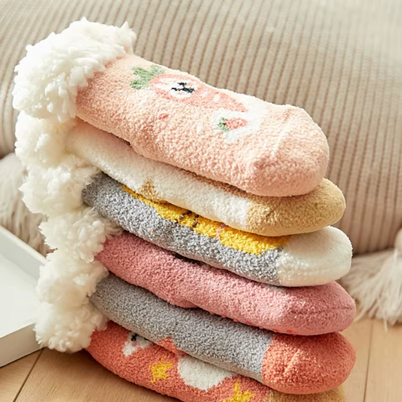 Children'S Socks for Newborns Girls Boys Baby Anti-Slip Child plus Thick Terry Warm Winter Cute Christmas Socks for Kids 0-6Y
