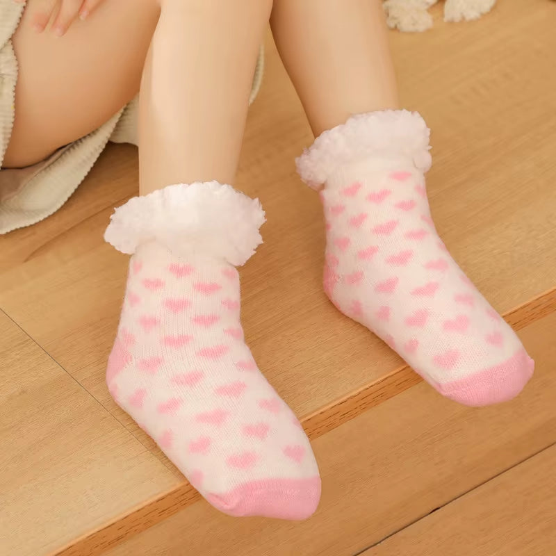 Children'S Socks for Newborns Girls Boys Baby Anti-Slip Child plus Thick Terry Warm Winter Cute Christmas Socks for Kids 0-6Y
