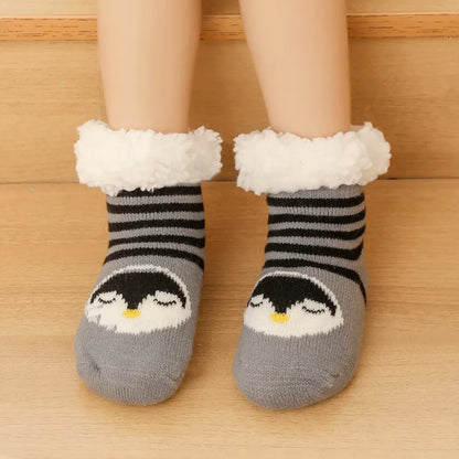 Children'S Socks for Newborns Girls Boys Baby Anti-Slip Child plus Thick Terry Warm Winter Cute Christmas Socks for Kids 0-6Y