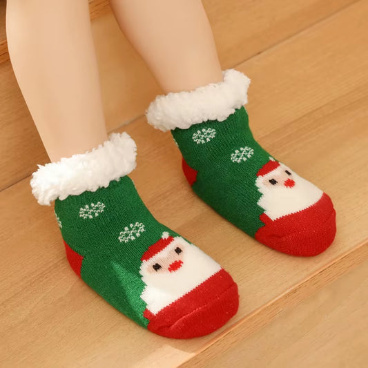 Children'S Socks for Newborns Girls Boys Baby Anti-Slip Child plus Thick Terry Warm Winter Cute Christmas Socks for Kids 0-6Y