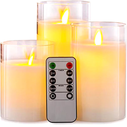 LED Lights for Home Electronic Candle LED Candle Decoration LED Glass Candle Full Set Remote Control Timer for Christmas Wedding